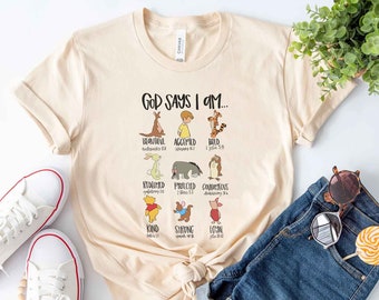 Winnie The Pooh Dios dice que soy amable camiseta Pooh Bear and Friends Tigger Piglet Eeyore fan Shirt Jóvenes Adultos Tallas para niños pequeños