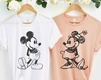 Vintage Mickey Minnie Mouse Shirts, Retro Mickey Shirt, 90's Disney Shirt, Disneymoon Couple Shirt, Disney Honeymoon Shirt