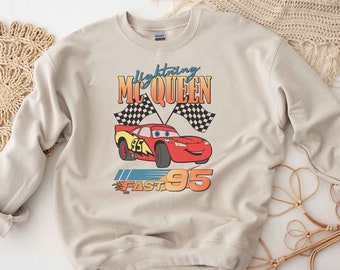 Lightning McQueen 95 Retro Style Sweatshirt, Cars Sweater, Vintage Style McQueen, Piston Cup Racing, Disneyland, Disneyworld Sweatshirt