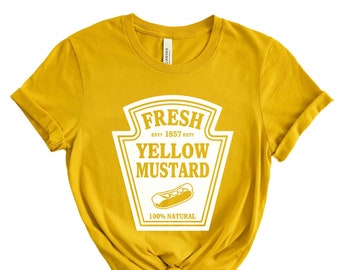 Mustard Shirt, Halloween Costume, Cosplay Party Shirt, Matching Condiment Shirts, Ketchup Relish Mustard Mayo Sriracha Halloween Shirts
