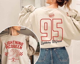 Lightning McQueen Piston Cup Racing 2 Sided Print Sweatshirt, McQueen 95, Disney Cars Sweatshirt, Disneyland, Disney World Sweater