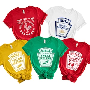 Condiments Halloween Group Shirts, Cosplay Party Shirt, Matching Condiment Shirts, Ketchup Relish Mustard Mayo Sriracha Halloween Shirts