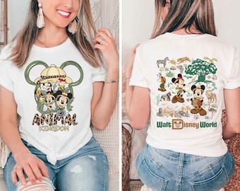 Animal Kingdom Mickey Ears T-shirt Front and Back print | Disney Theme Park Family WDW Shirts Youth Adult Toddler Sizes