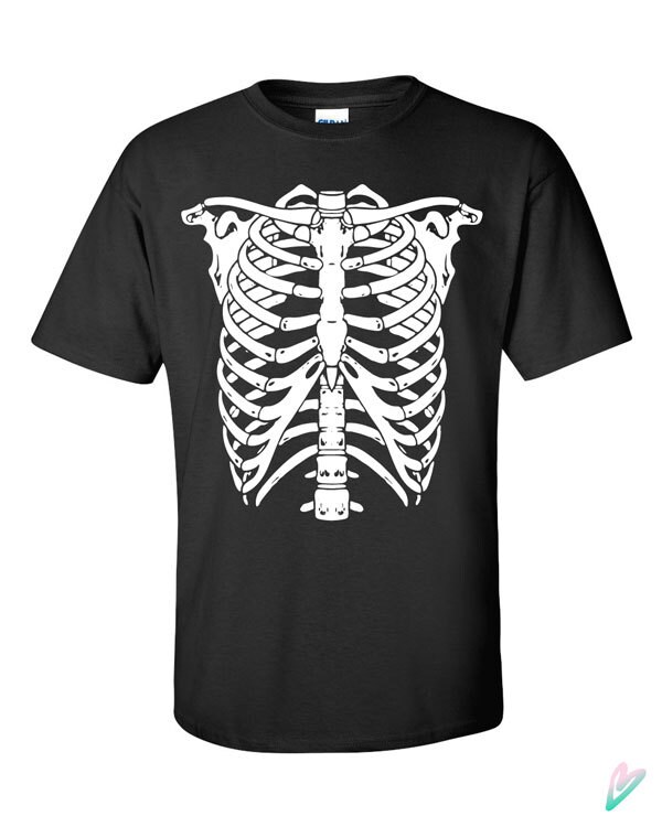 Glow In The Dark Halloween Skeleton Rib Cage Shirt