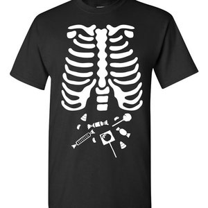 Skeleton Beer Ribcage Halloween T-shirt 