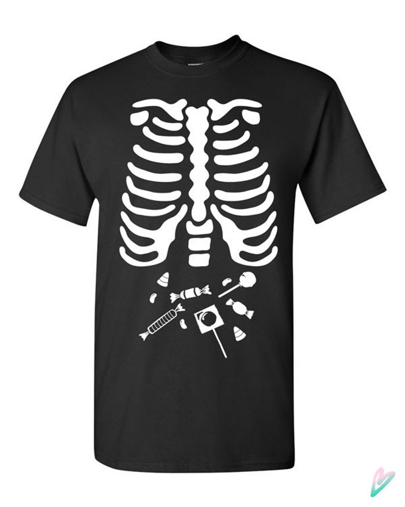 Skeleton Candy Ribcage Xray Halloween Tshirt Tshirt Tee Etsy