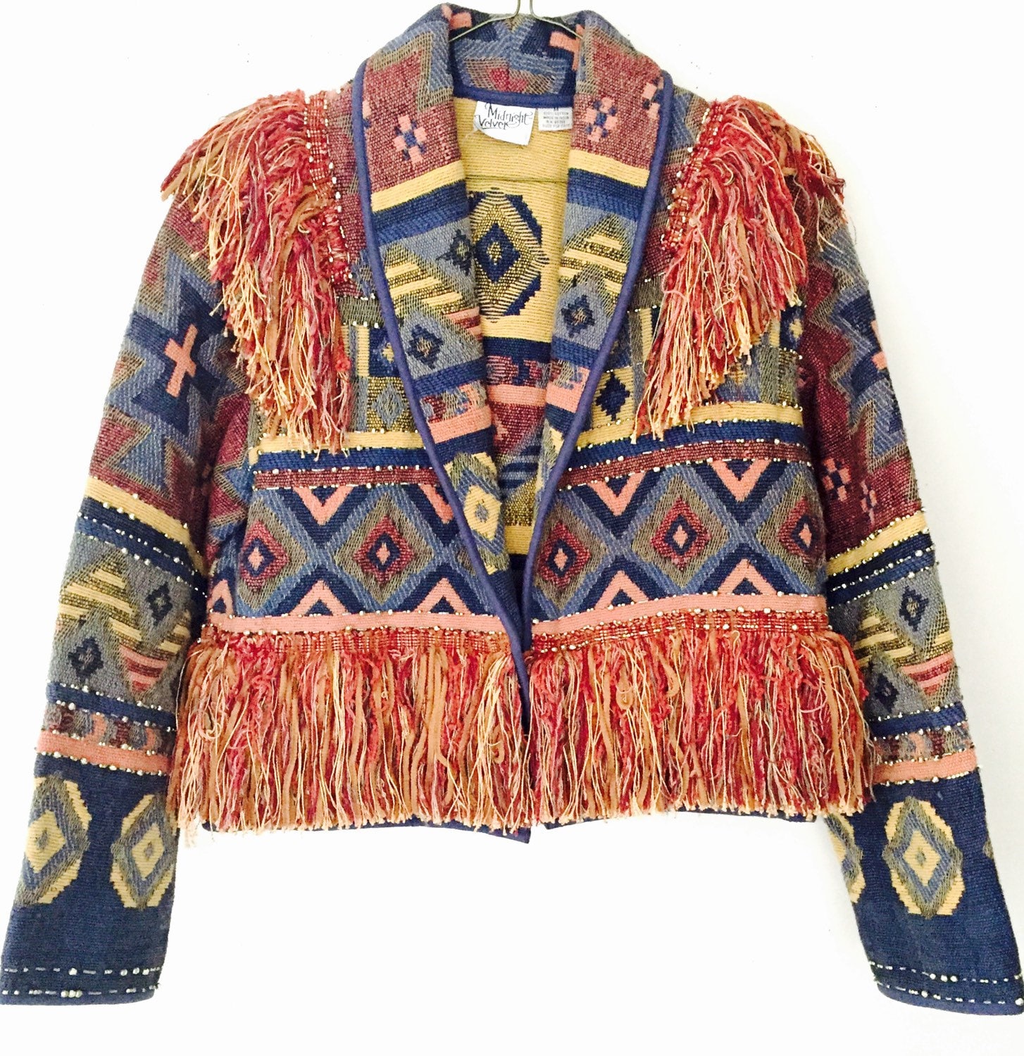 Vintage Tribal Boho Jacket / Cropped Tribal Jacket / Vintage Tapestry