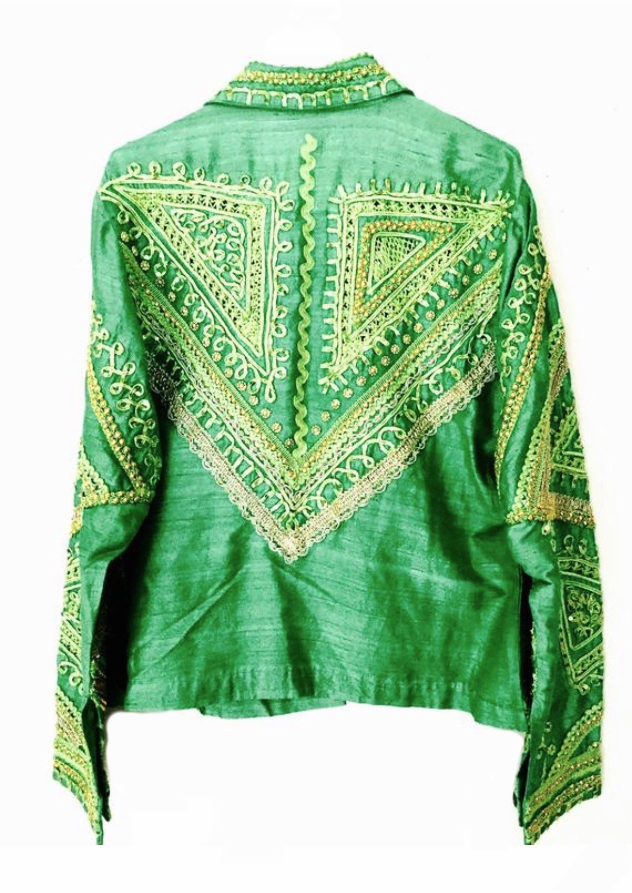 Vintage Embroidered Jacket / Sheer Silk Jacket / Green Beaded | Etsy