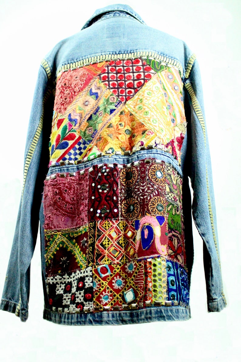 Upcycled Tunic Denim Jacket / Vintage Embroidered Patchwork / - Etsy