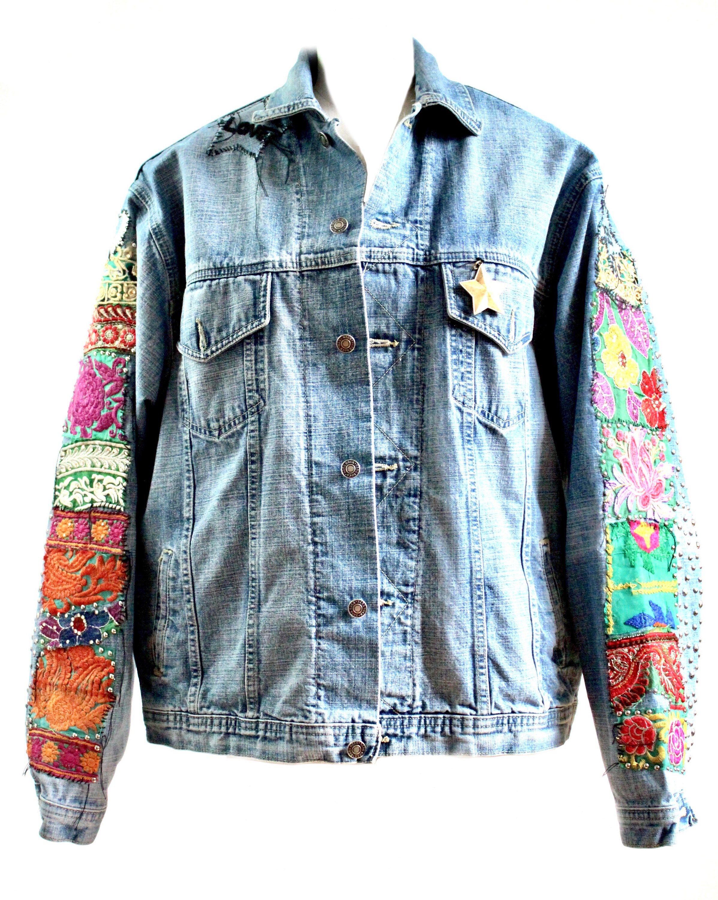 Vintage Reworked Upcycled Denim Jacket /embroidered Jeans | Etsy