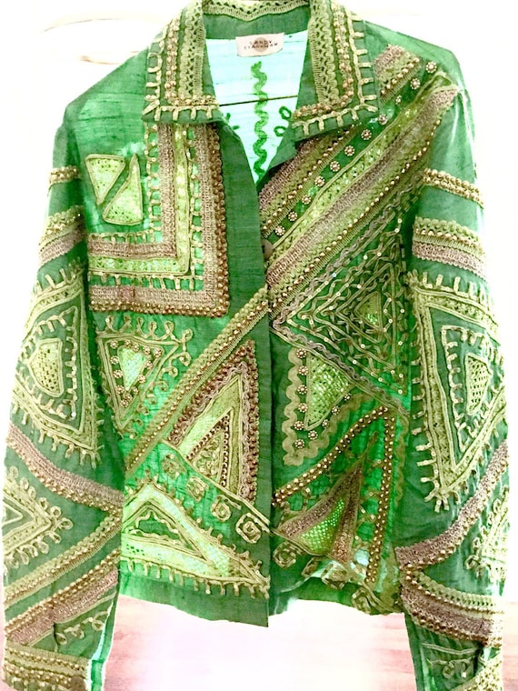 Vintage Indian Embroidery Jacket / Indian Silk Jac