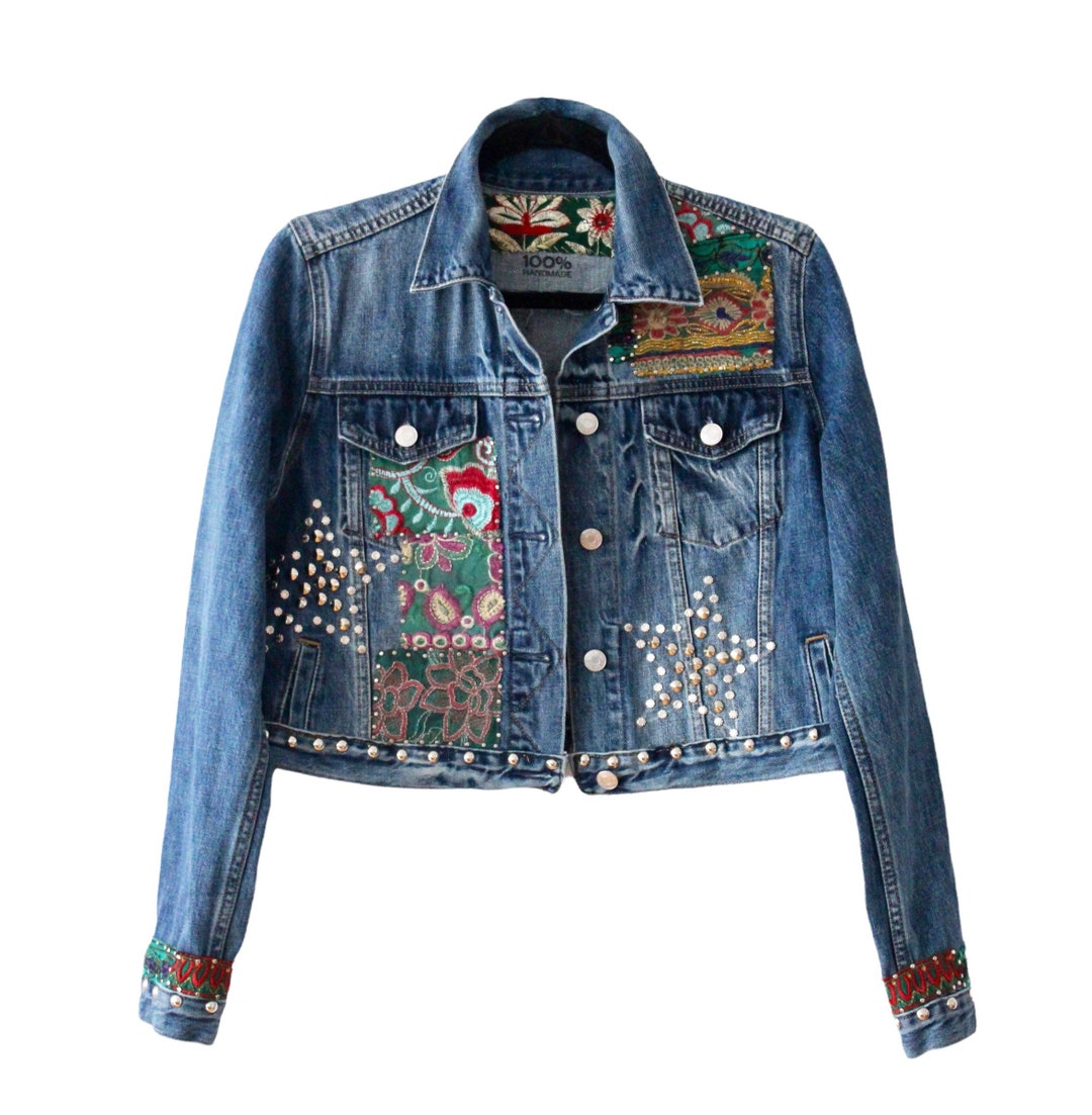 Reworked Denim Jacket / Upcycling Embroidered Jacket/ Vintage - Etsy