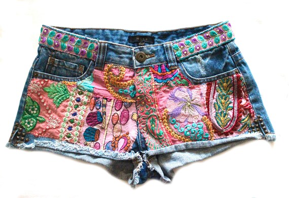 Upcycled Cutoff Jean Shorts / Frayed 