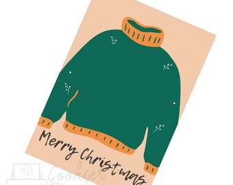 Christmas Ugly Sweater Green Merry Christmas Cookie Card