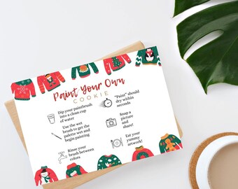 Christmas Ugly Sweater Paint Your Own Instruction Card