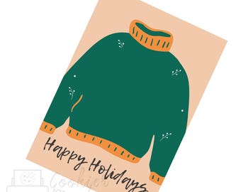 Christmas Ugly Sweater Green Happy Holidays Cookie Card