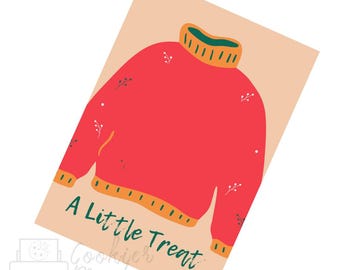 Christmas Ugly Sweater Red A little Treat Cookie Card