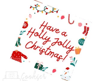 Christmas Retro Holiday Holly Jolly Christmas Tag