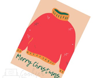 Christmas Ugly Sweater Red Merry Christmas Cookie Card