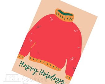 Christmas Ugly Sweater Red Happy Holidays Cookie Card