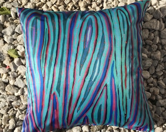 Blue Waves Coastal Pillow,  Abstract Art Pillow Cases, Large Cushion Covers, Deep Blue Sea Decorative Throw Pillow, House Decor 20 x 20 Inch