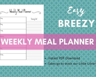 Weekly Planner Printable, Weekly Meal Planner, Shopping List Printable, Grocery List, Weekly Meal Planner, Instant Download, Planner Prints