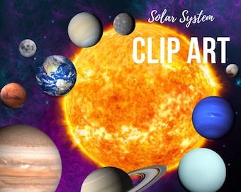Solar System and Planet Clipart Including the Sun Moon and Pluto