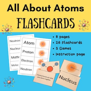 Tudo sobre Atom Flashcards com 3 jogos de memória bônus de dificuldade variada