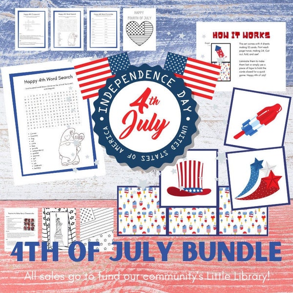 4th of July Coloring Pages Activities Memory Game Bundle