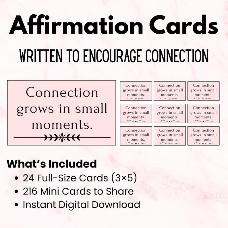 Connection Affirmation Cards Printable | Quiet Love and Emotional ...