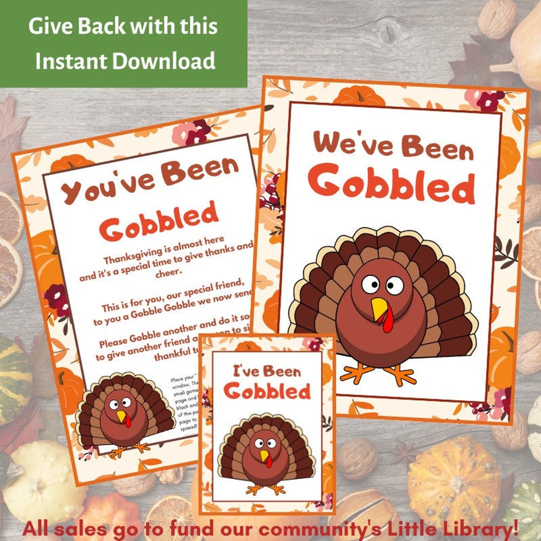 You've Been Gobbled Turkey Tag Thanksgiving Game Printable - Etsy