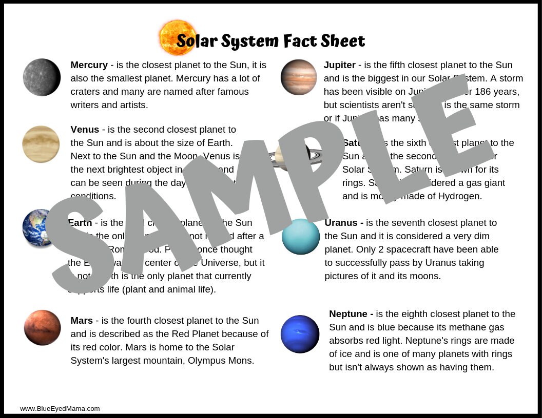 Solar System Print Homeschool Printables Planets Coloring | Etsy