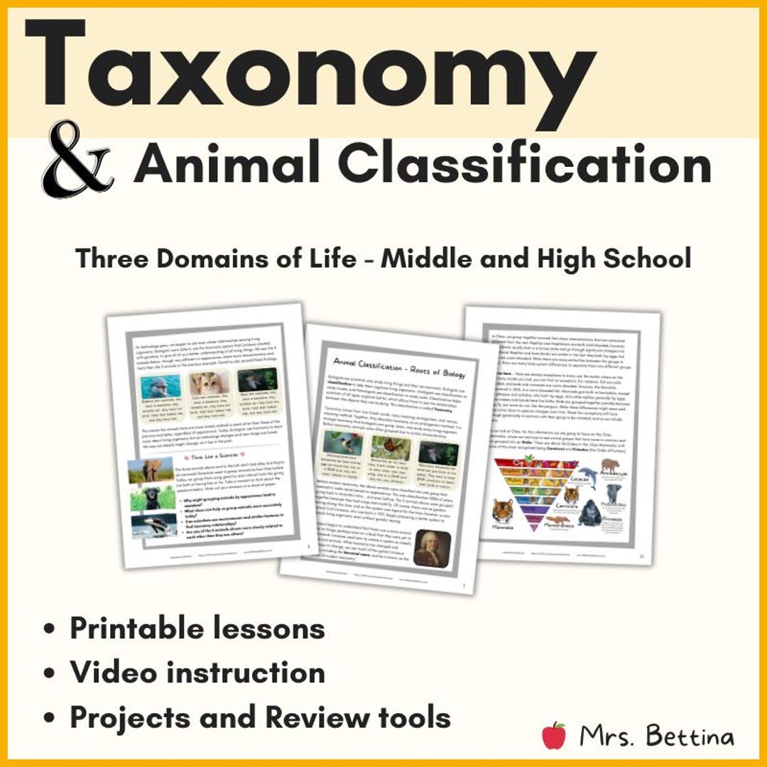 Taxonomy Animal Classification Unit | Three Domains of Life Biology ...