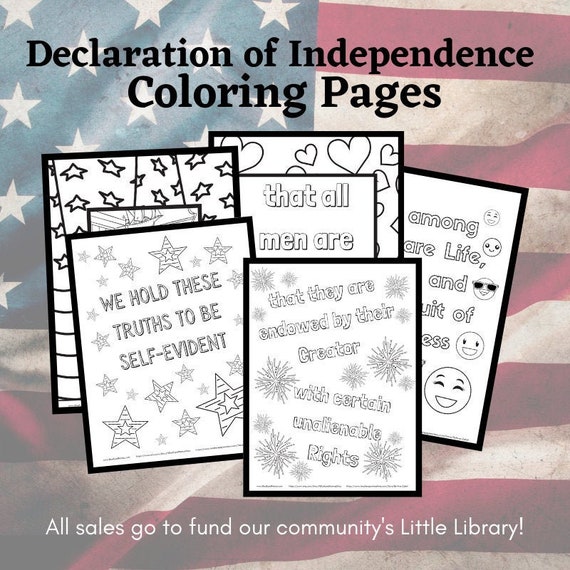 Declaration Of Independence Coloring Pages Homeschool Etsy