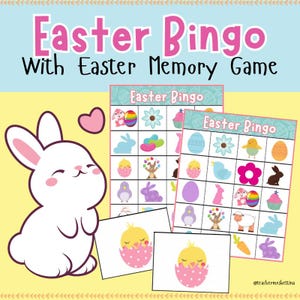 Easter Bingo Cards, Game Ideas, and Easter Memory Game for Classroom and Homeschool