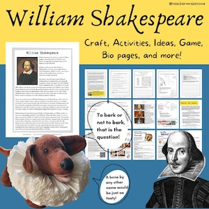 William Shakespeare Printable Lesson with Game, Recipe, and Activities - Great for Homeschool or Classroom