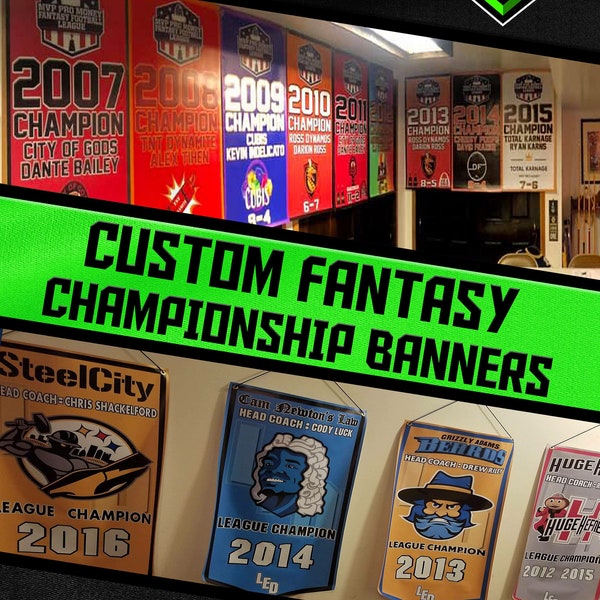 Bannière de championnat Fantasy personnalisée | Champion fantastique | Football fantastique | Baseball fantastique | Hockey fantastique | Basket-ball fantastique