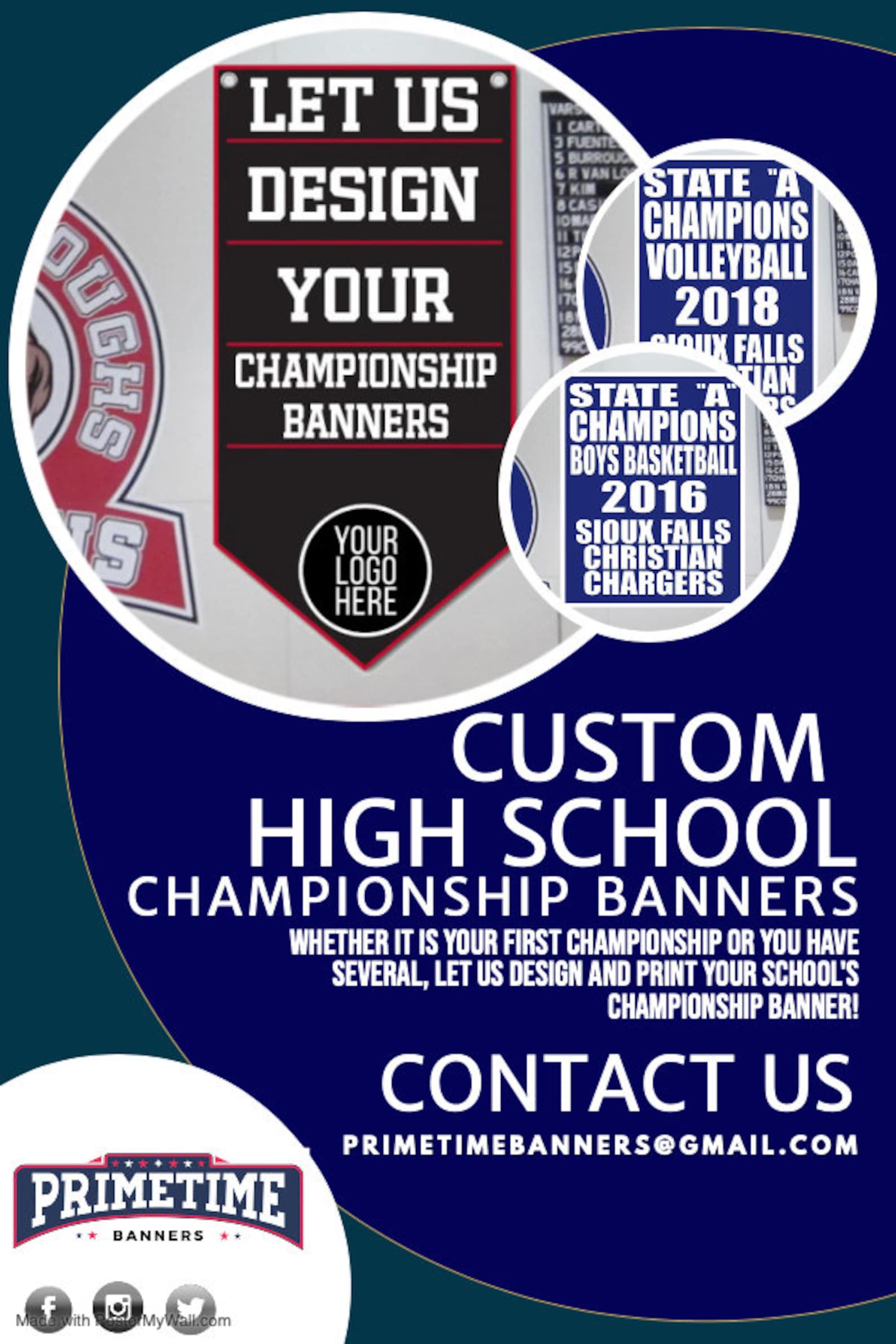 Custom High School Sports Championship Banners Any Size, Fully