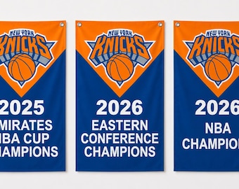 New York Knicks 25-26 Replica Championship Banner Set | NBA Cup, ECF & NBA Champs