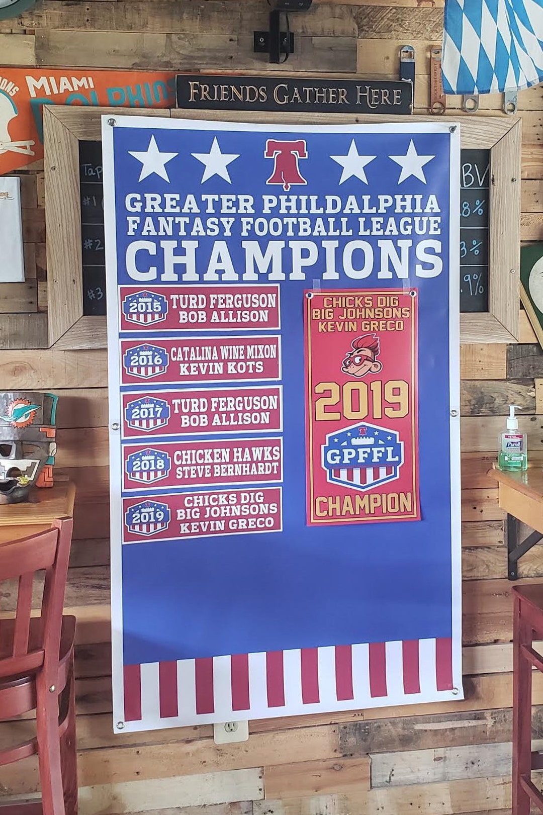Custom Fantasy Football Championship League Champion Banner
