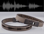 FREE SHIPPING-Bracelets For Men,Personalized Bracelet,Sound Wave Bracelet,Stainless Steel,Leather Bracelet,Engraved Bracelet,Men 39 s Bracelet