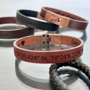 Hidden Message Bracelet Hidden Message Jewelry for Men Secret Message Leather Bracelet for Boyfriend Husband Friend Hidden Engraved Bracelet