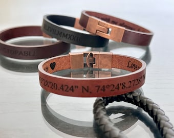 Hidden Message Bracelet Hidden Message Jewelry for Men Secret Message Leather Bracelet for Boyfriend Husband Friend Hidden Engraved Bracelet