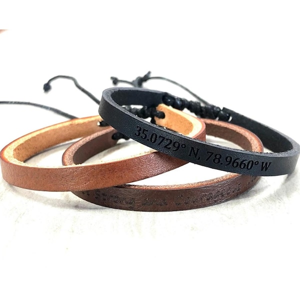 Personalized Leather Bracelets Custom Leather Bracelets Engraved Leather Bracelets Unisex Gifts Couple Bracelets Personalized Leather Gifts