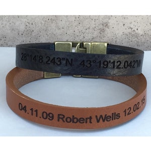 FREE SHIPPING-Bracelets for Men,Leather Bracelets for Men,Personalized bracelets for Men,Mens Jewelry,Bracelets for Him, Engraved Bracelets