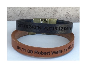 FREE SHIPPING-Bracelets for Men,Leather Bracelets for Men,Personalized bracelets for Men,Mens Jewelry,Bracelets for Him, Engraved Bracelets