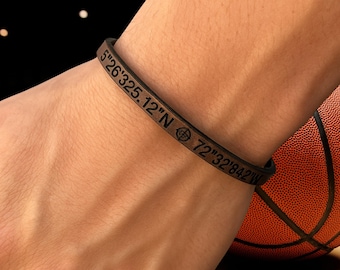 Personalized Men's Leather Bracelet: Custom Engraved Own Text Wristband Casual Jewelry for everyday wear