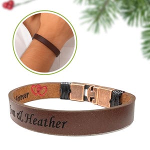 Personalized Leather Bracelet for Men: Engraved Text Wristband