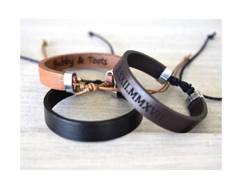 Custom Gift For Men Personalized Adjustable Leahter Bracelet Hidden Message Gifts Bracelet Custom Leather Gift for Men Father's Day Gifts