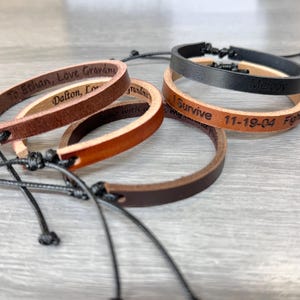 Gegraveerde leren armband voor heren Aangepaste leren armband voor heren Gepersonaliseerd cadeau Sieraden voor heren Gepersonaliseerde cadeaus voor hem Aangepaste cadeaus heren